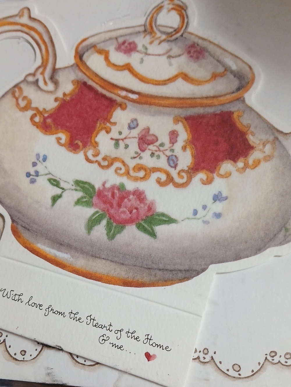 Vintage Floral Teapot Illustration Art Greeting Card